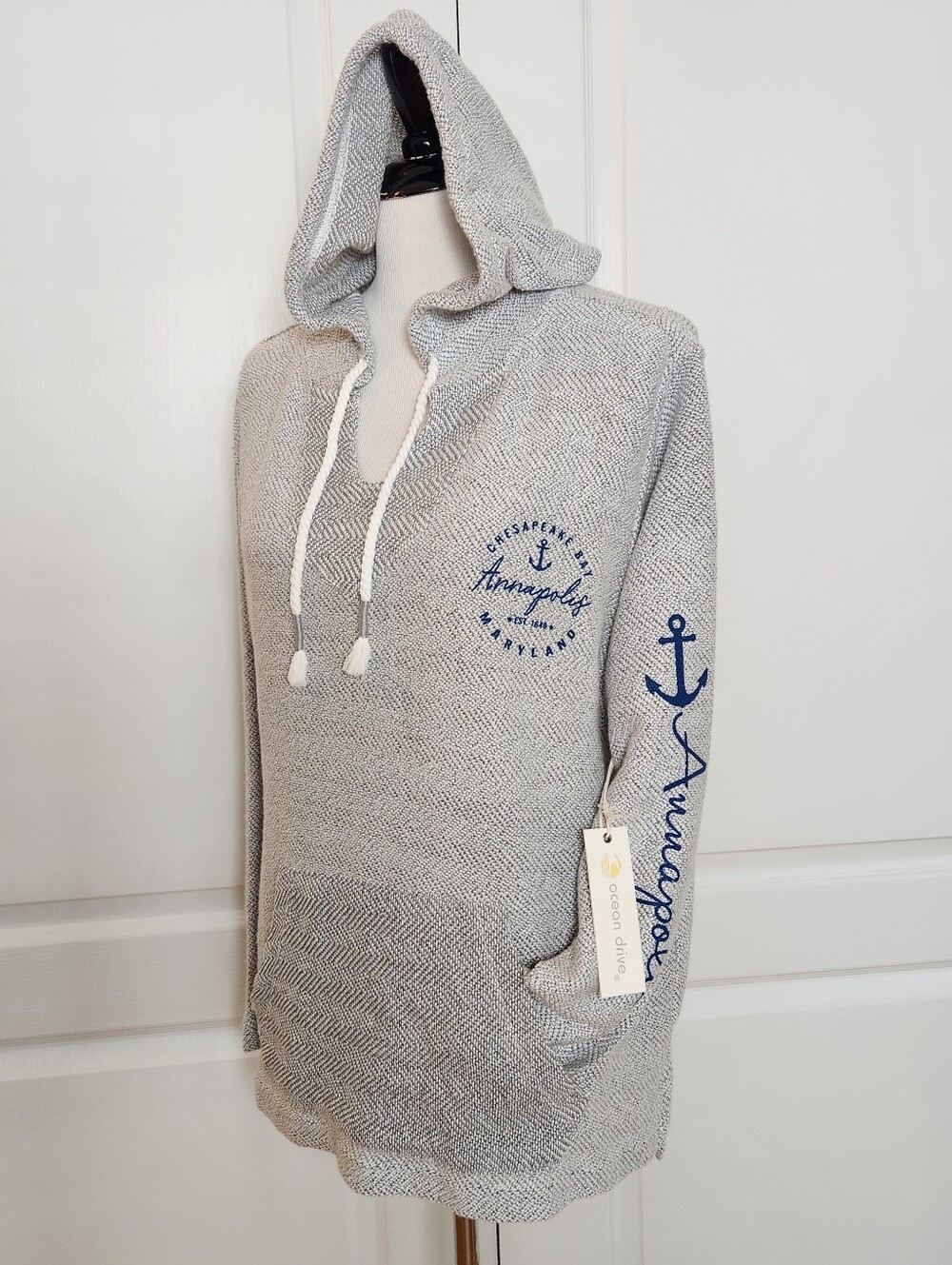 Ocean Drive Womens Medium Hoodie Chesapeake Bay Annapolis Maryland Logo NWT